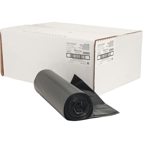 60 Gal. Black 2 mil Heavy Duty Puncture-Resistant Recycled Trash Liners (100/Box)