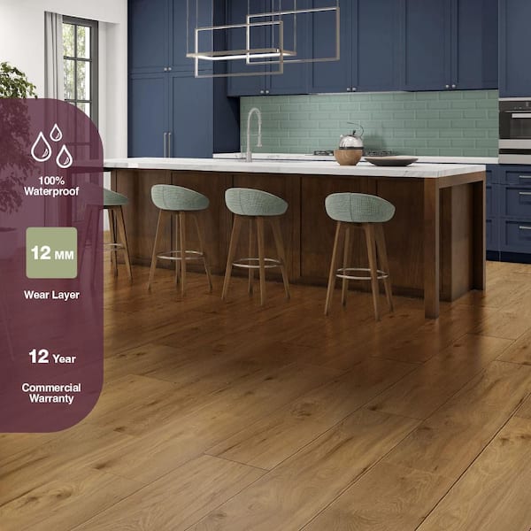 Dade Point Hickory 12 mm T x 8.03 in W Waterproof Laminate Wood Flooring (15.9 sqft/case)