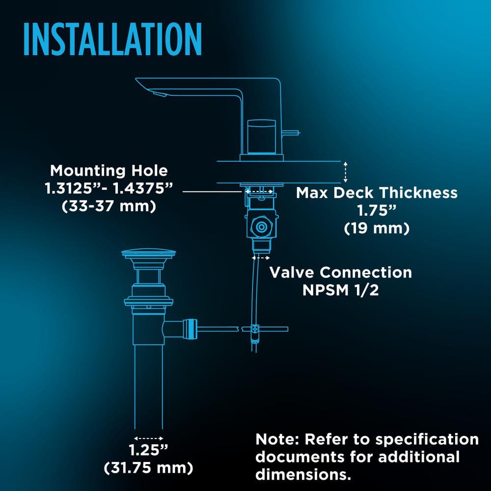 Chrome Modern Widespread Bathroom Faucet with Drain Assembly