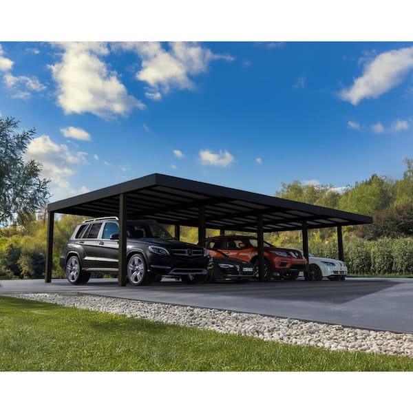 Oslo 20 ft. x 40 ft. Gray/Gray Opaque 4-Car Carport