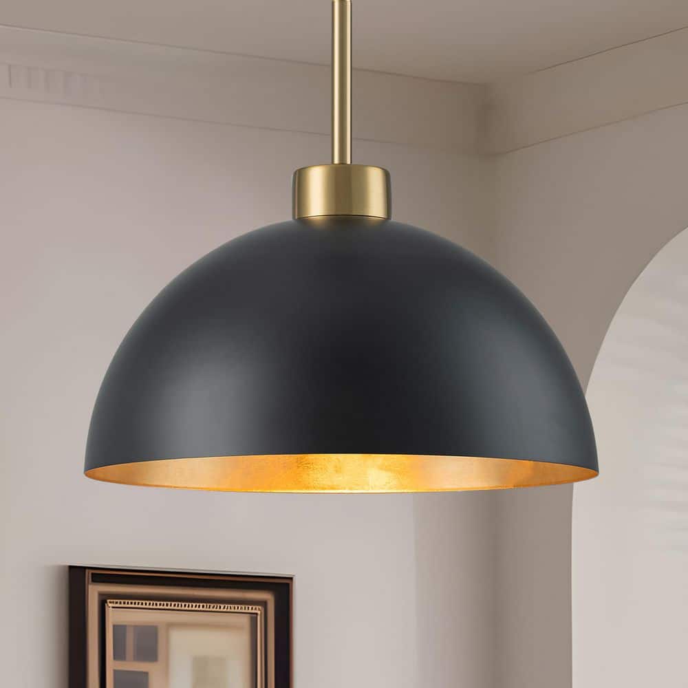 TinHon Modern Black and Gold Dome Pendant Light, 1-Light Farmhouse