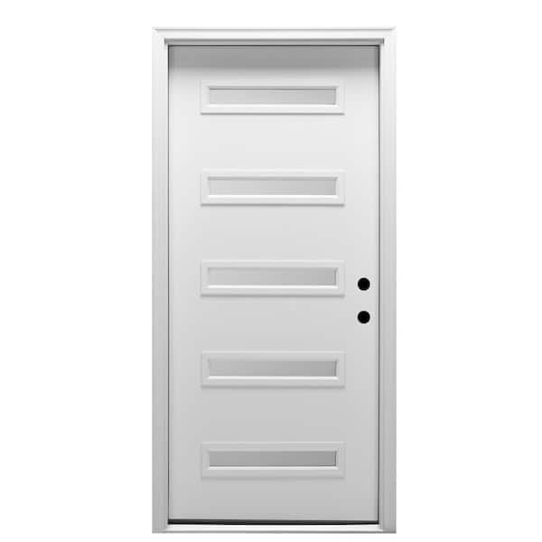 MMI DOOR 32 in. x 80 in. Davina Left-Hand Inswing 5-Lite Frosted Modern Painted Steel Prehung Front Door on 4-9/16 in. Frame
