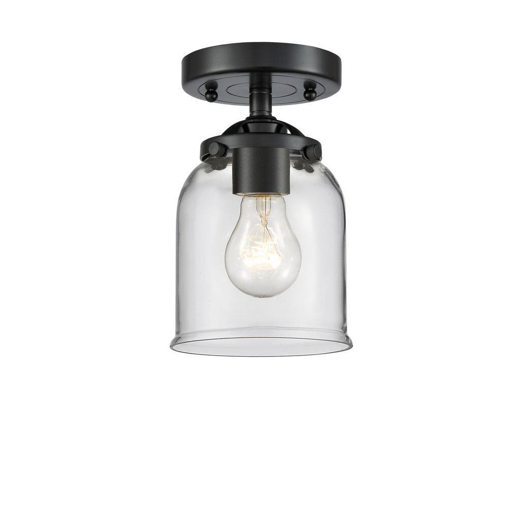 Bell 5 in. 1-Light Oil Rubbed Bronze Industrial Semi-Flush Mount with Clear Glass Shade price history on PriceWatchPro
