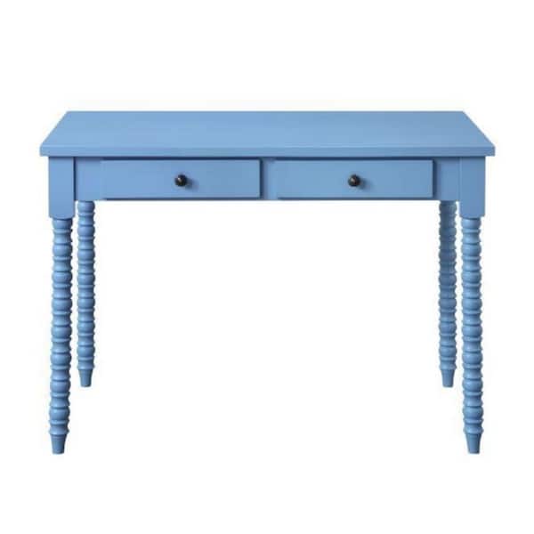 Aoibox 42 in. W x 24 in. D x 30 in. H Blue Wooden Writing Desk Vanity Desk with 2 Drawers For Bedroom, Study, Living Room