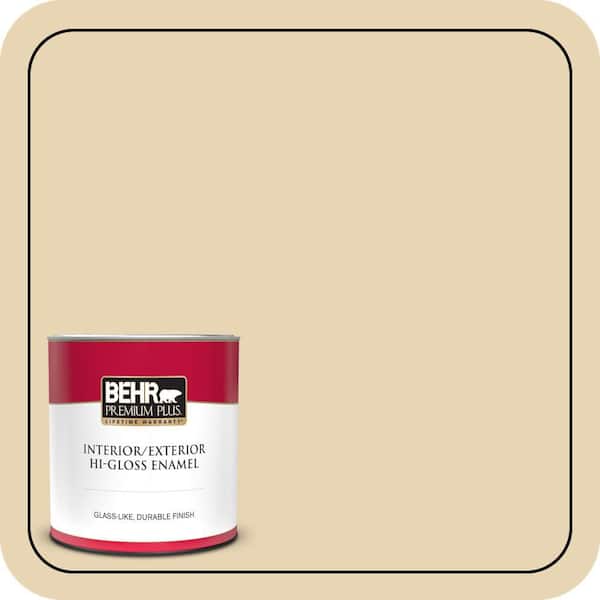 BEHR PREMIUM PLUS 1 qt. #ICC-93 Champagne Gold Hi-Gloss Enamel Interior/Exterior Paint & Primer
