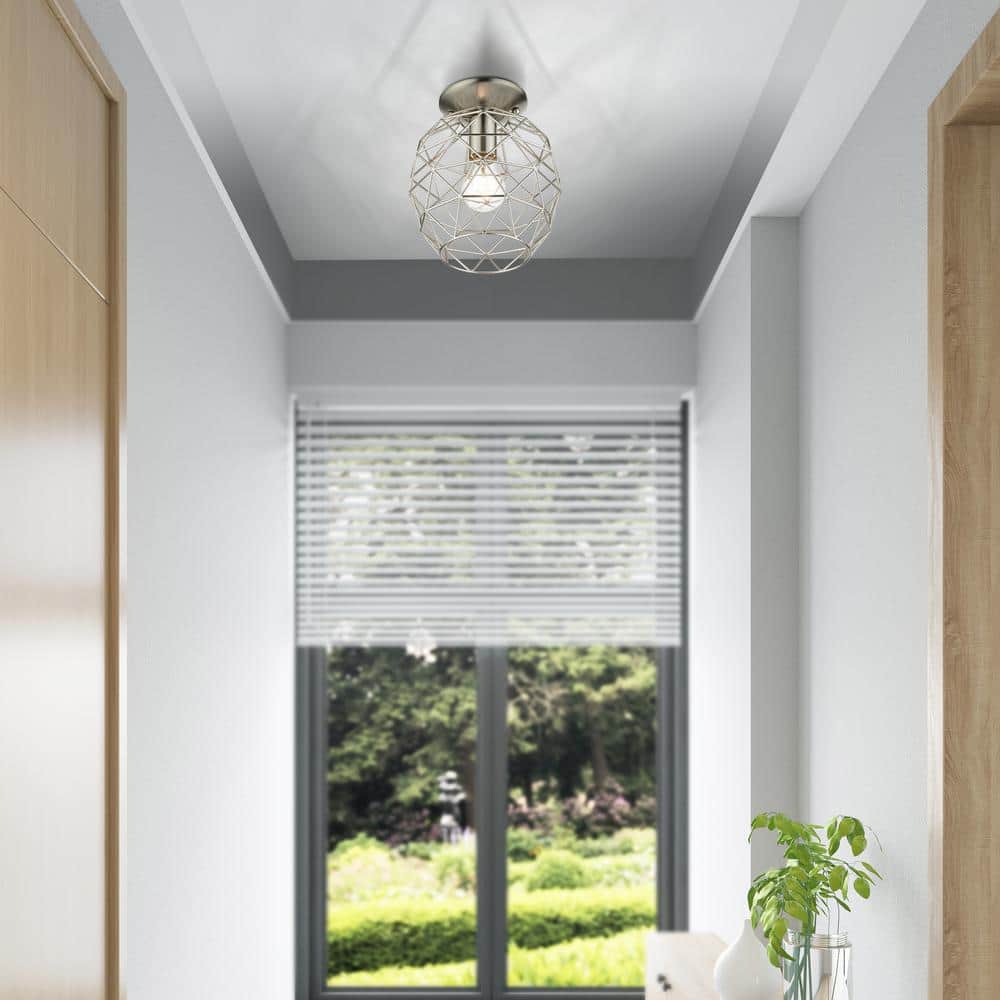 Geometrix Brushed Nickel 8" Contemporary Flush Mount Light