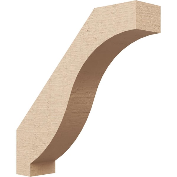 Ekena Millwork 3 in. x 14 in. x 14 in. Baker Rough Cedar Woodgrain Timberthane Polyurethane Knee Brace, Primed