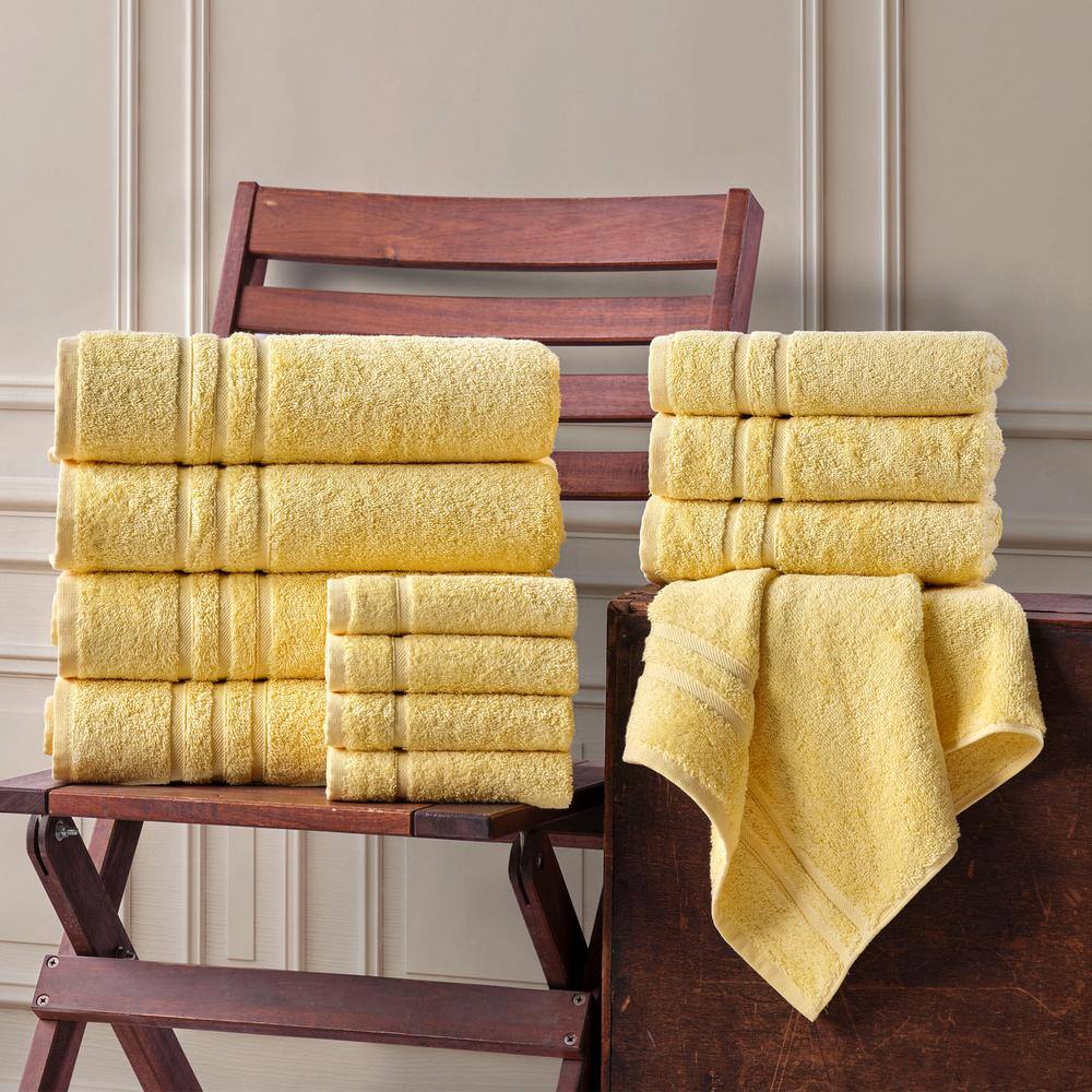 Hawmam Yellow Turkish Cotton 4-Piece Bath Towel Set