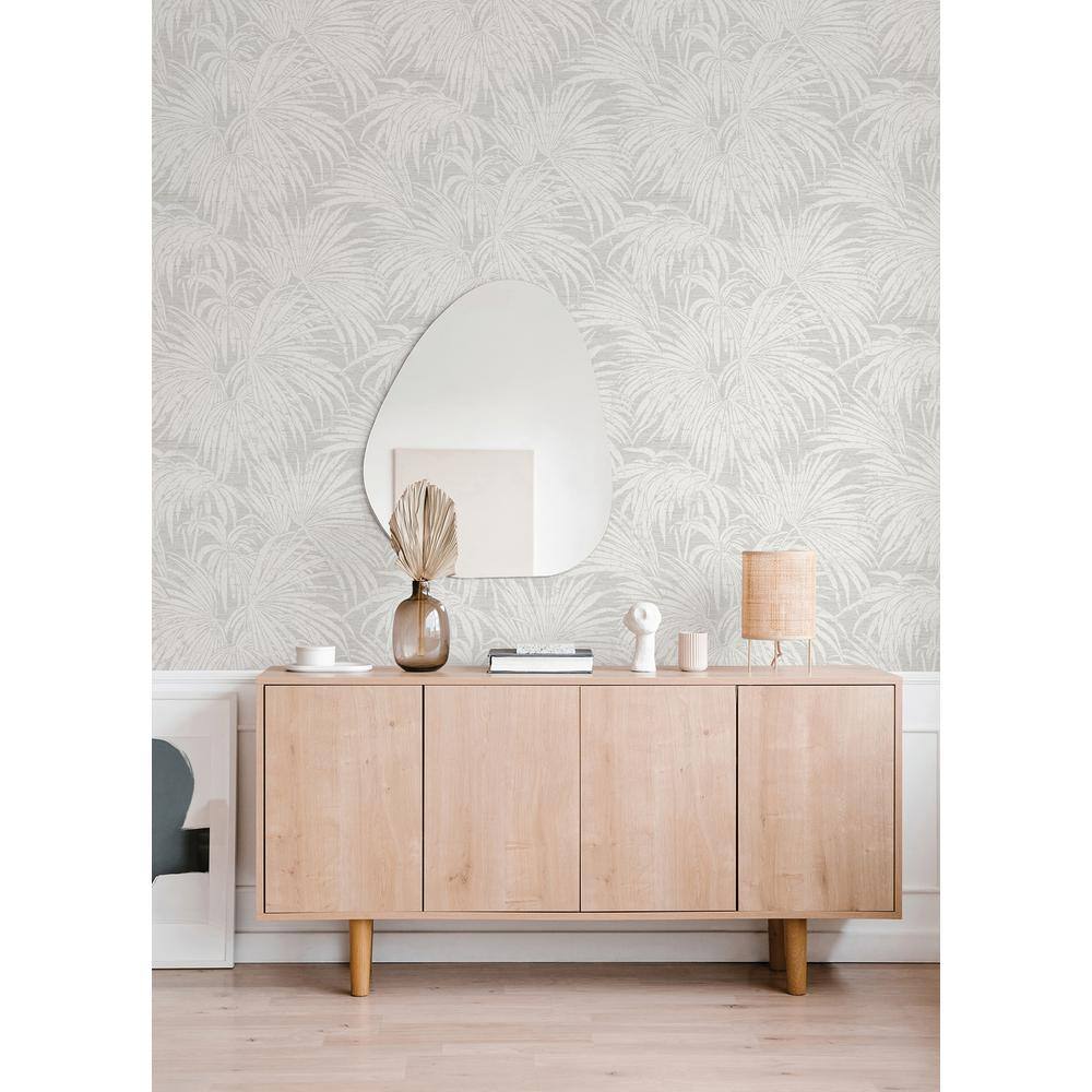 Neutral Grey Cassava Palm Vinyl Peel & Stick Wallpaper