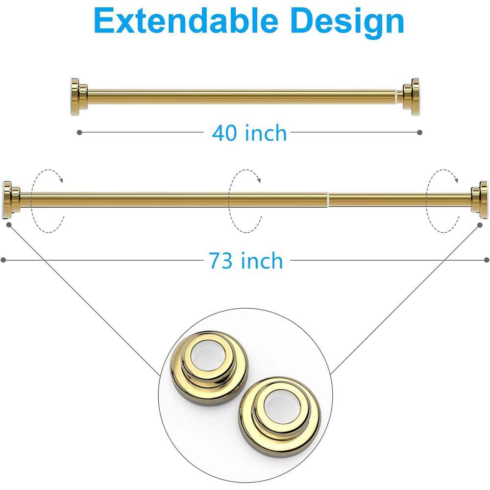 Gold Adjustable Tension Stainless Steel Shower Curtain Rod