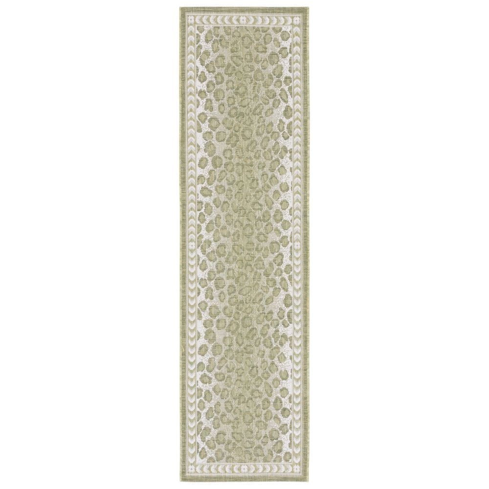 Courtyard Light Green/Ivory 2 ft. x 7 ft. Border Cheetah Indoor/Outdoor Runner Rug price history on PriceWatchPro