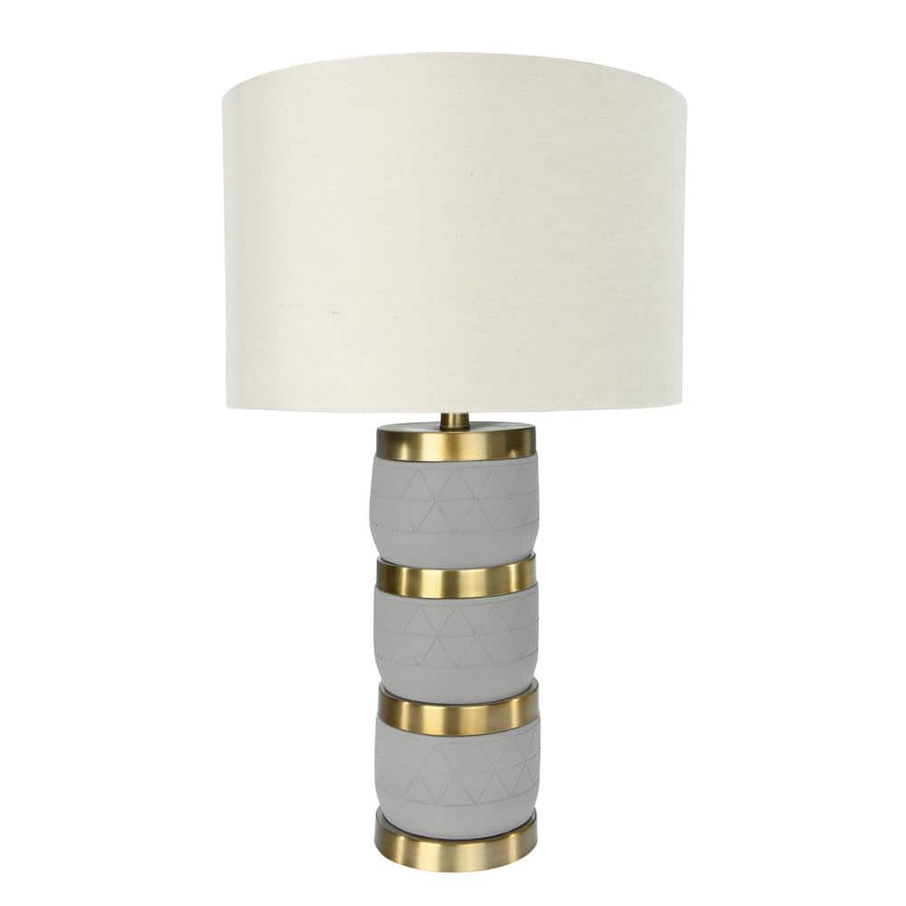 26.25 in. Raw Concrete Pewter Table Lamp with Imprinted Diamond Design and Metal Accents price history on PriceWatchPro