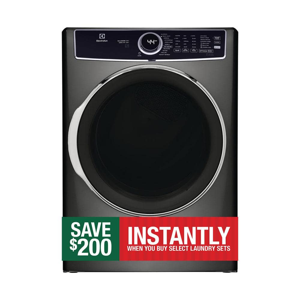 Electrolux 8 CU. Ft. Vented Front Load Stackable Electric Dryer in Titanium with LuxCare Dry and Perfect Steam