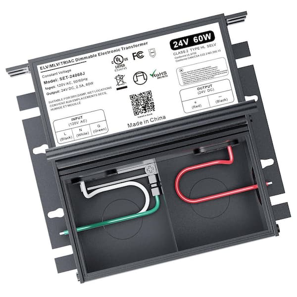 60W 24V Dimmable LED Driver for Dimmers AC to DC Power Supply Transformer for LED Lighting UL&FCC - Listed Class 2