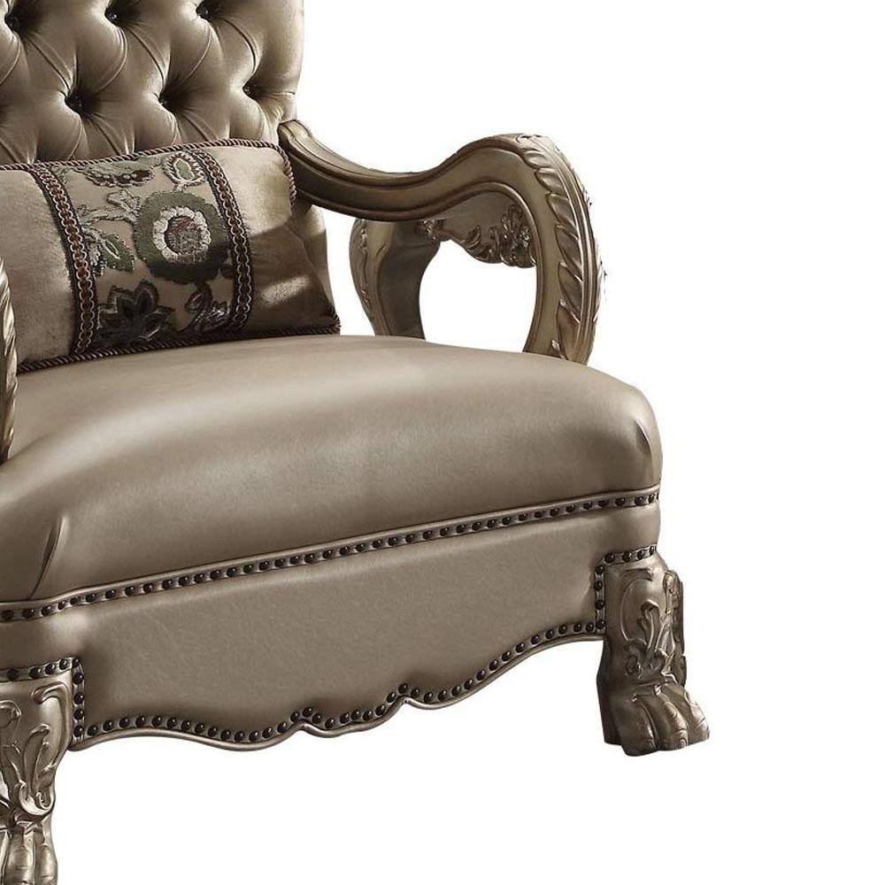 Handcrafted Gold Velvet and Wood Accent Chair