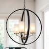 Uolfin Modern Dining Room Globe Chandelier 4-Light Black and Brass ...