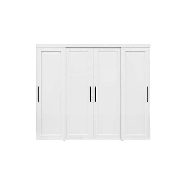 96 in. x 96 in. Paneled 1-Lite Blank Pattern White Primed MDF Sliding Door with Hardware and Black Handles