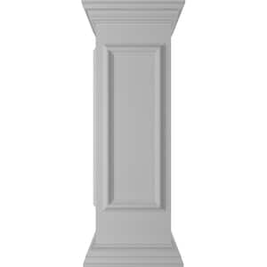 Corner 40 in. x 12 in. White Box Newel Post with Panel, Peaked Capital and Base Trim (Installation Kit Included)