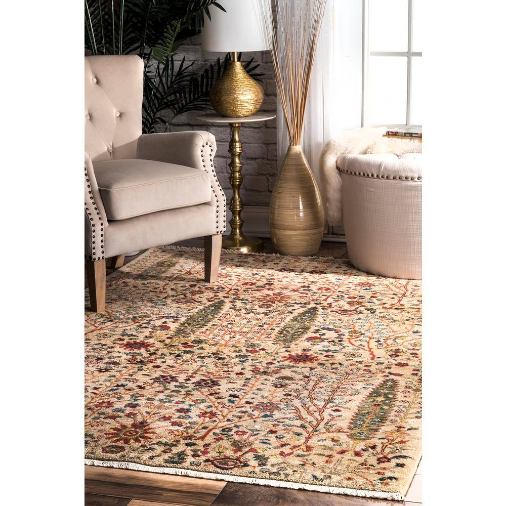 Olive Rectangular Synthetic Fringe Area Rug