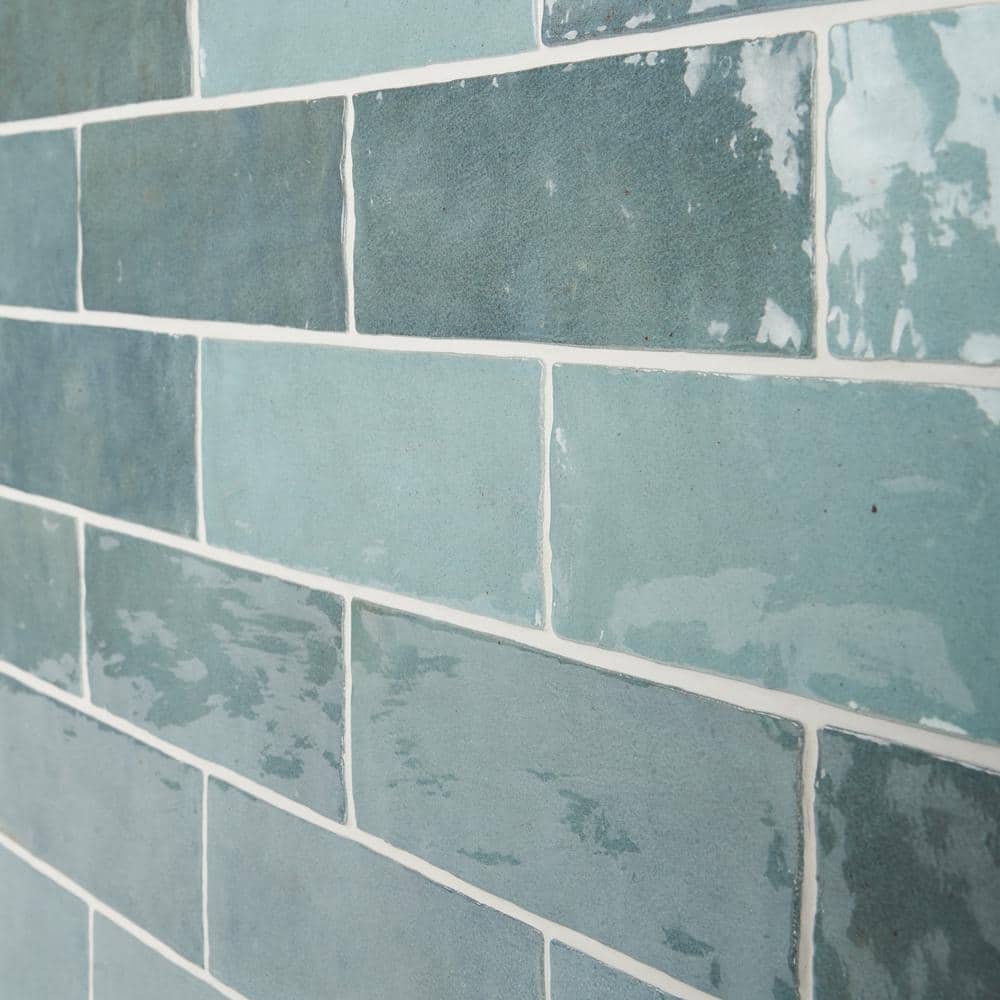 Turquoise 7.87" x 2.56" Polished Ceramic Wall Tile