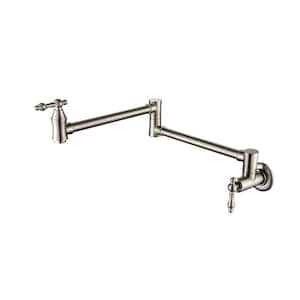 Wall Mounted Pot Filler with Free Swivel Arm in Brushed Nickel