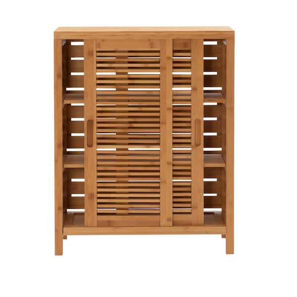 Linon Bracken 26-in x 33-in x 11-in Natural Bamboo Wood Freestanding Linen Cabinet