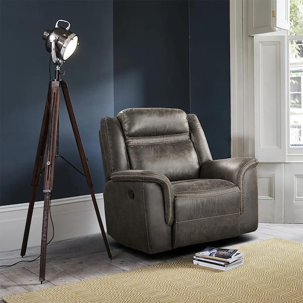 Lazzara Jarita Brown Microfiber Glider Manual Recliner