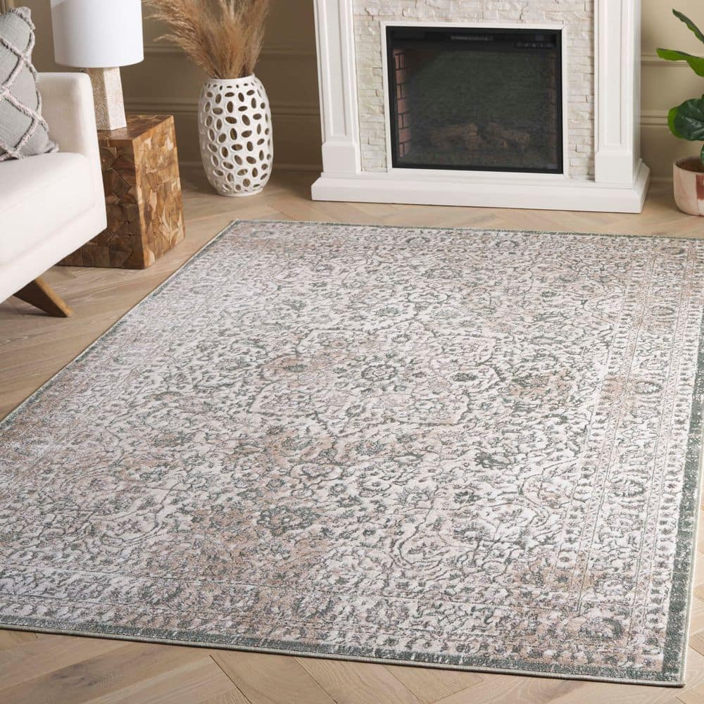 Orchard 5 ft. x 8 ft. Green/Ivory Vintage Persian Distressed Area Rug price history on PriceWatchPro