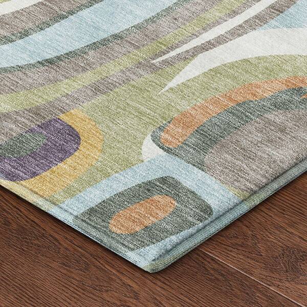 Mayfield Premium Machine Washable Abstract AMF2488 Green 10 ft. x 14 ft. Area Rug