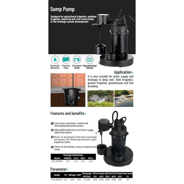 Submersible Water Pump Without Float Switch – 1/3 hp