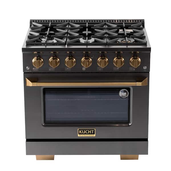 Kucht Gemstone Professional 36 in. 5.2 cu. ft. Natural Gas Range with Convection Oven in Titanium Stainless Steel