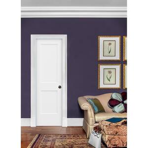 24 in. x 80 in. 2 Panel Monroe Primed Left-Hand Smooth Solid Core Molded Composite MDF Single Prehung Interior Door