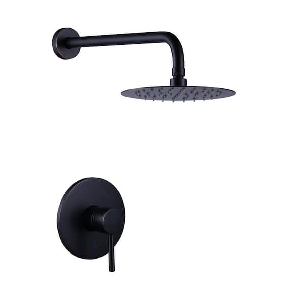 Round 1-Spray Patterns with 1.8 GPM 8 in. Wall Mount Rain Fixed Shower Head in Oil Rubbed Bronze