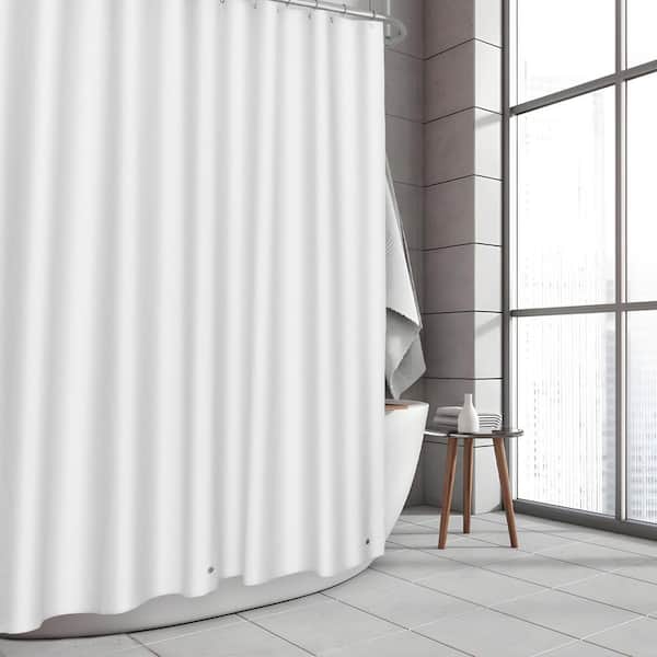 RAYSTAR Peva 72 in x 72 in White Waterproof Shower Curtain Liner with 12 Shower Curtain Hooks