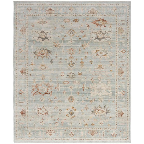 Nourison Oases Light Blue 8 ft. x 10 ft. Distressed Traditional Area Rug