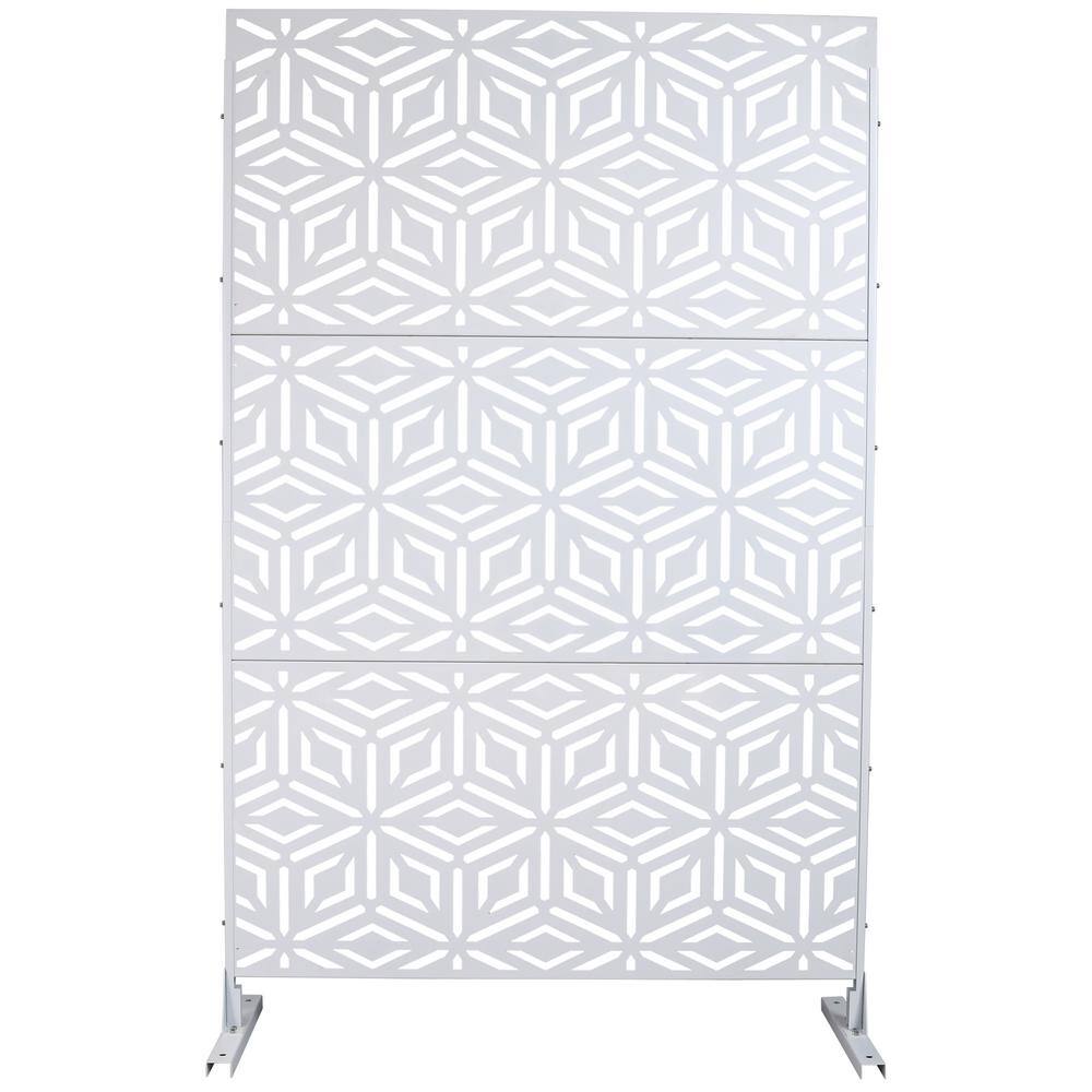 48 in. W x 76 in. H White Freestanding Decorative Metal Privacy Screen price history on PriceWatchPro