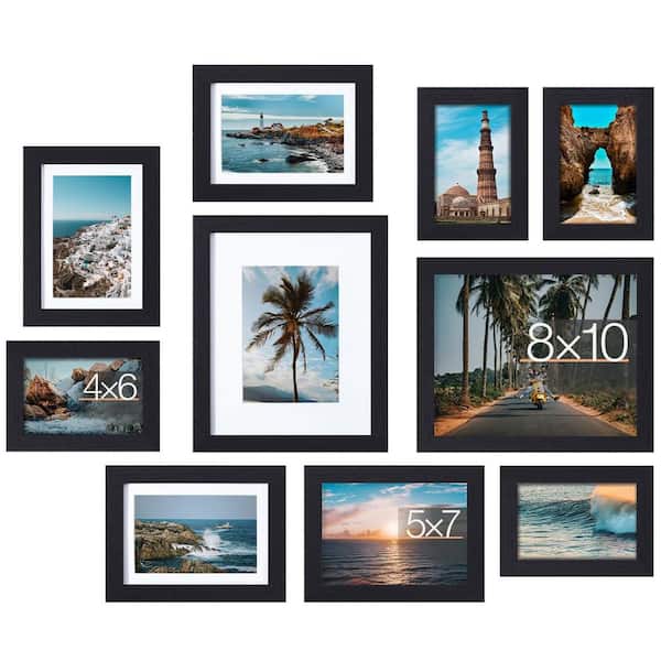 Angel Sar Black Wall Mounting Gallery Frame Set for Collage Wall Decor and Tabletop Display for Home, Hotel and Office (10-Pack)