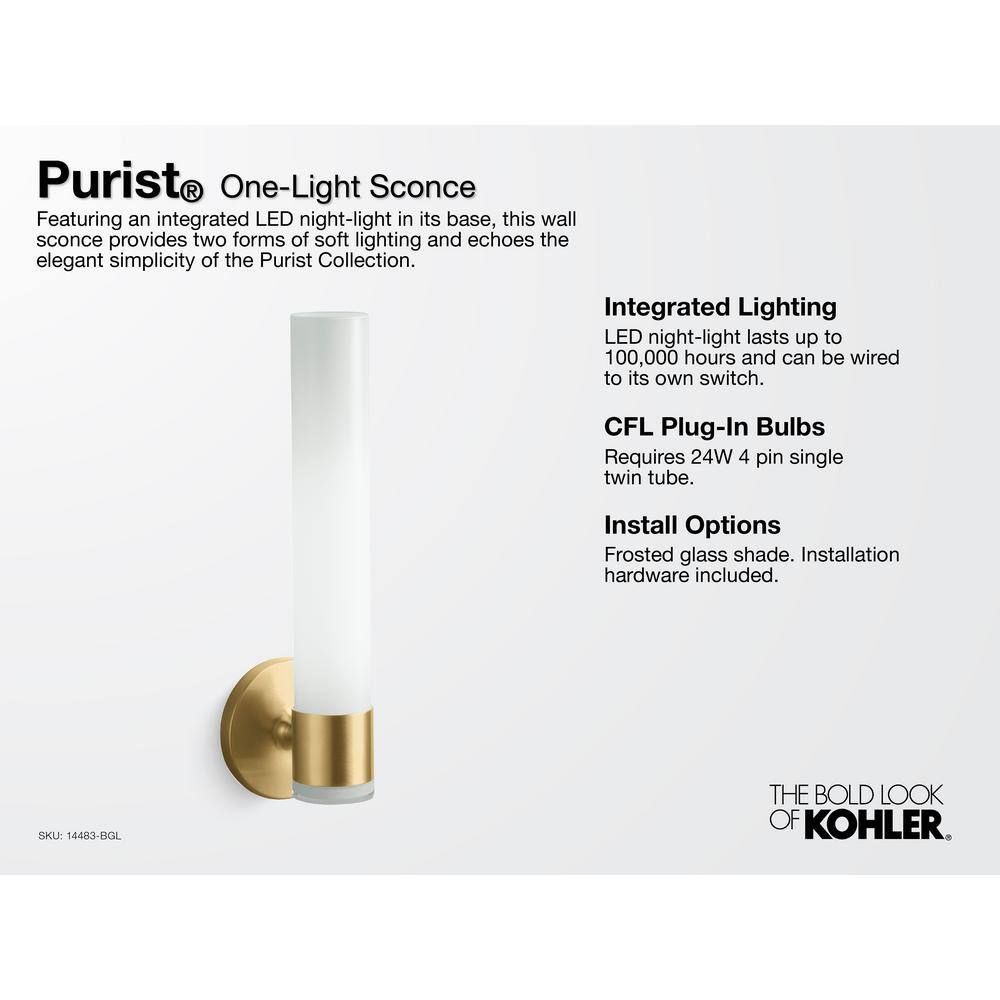 French Gold Minimalist Candlestick-Style Wall Sconce