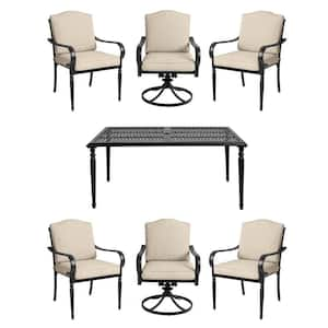 Laurel Oaks 6-Piece Steel Outdoor Dining Chairs with CushionGuard Midnight Cushions