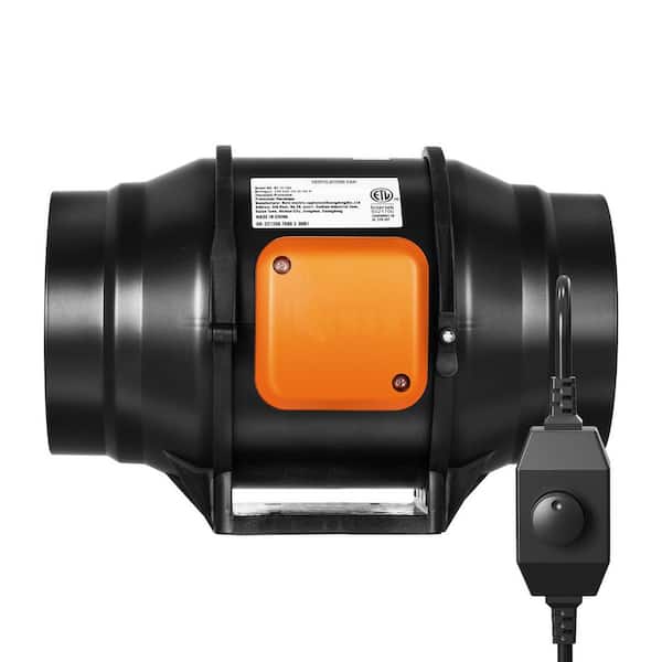 Inline Duct Fan, 6 in. 400 CFM with Variable Speed Controller, Quiet AC-Motor Ventilation Exhaust Fan for Booster