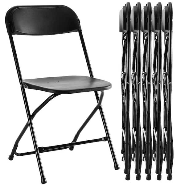Otryad Metal Outdoor Lounge Chair in Black Set of 6, Stackable Folding Chair for Events, Offices, Picnics and Restaurants