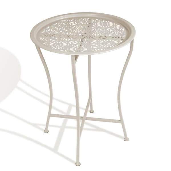 AFAIF Atlantic Daisy Tray Side Table, Powder-Coated Metal Construction, Safe for Inside and Out, Folds for Small-Space