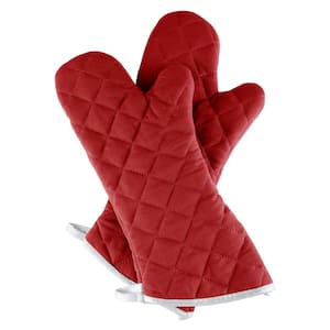 Quilted Cotton Burgundy Heat/Flame Resistant Oversized Oven Mitts (2-Pack)