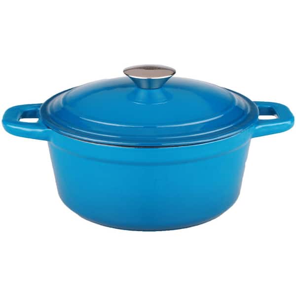 BergHOFF Neo 3 qt. Round Cast Iron Dutch Oven in Blue with Lid 2211288A ...