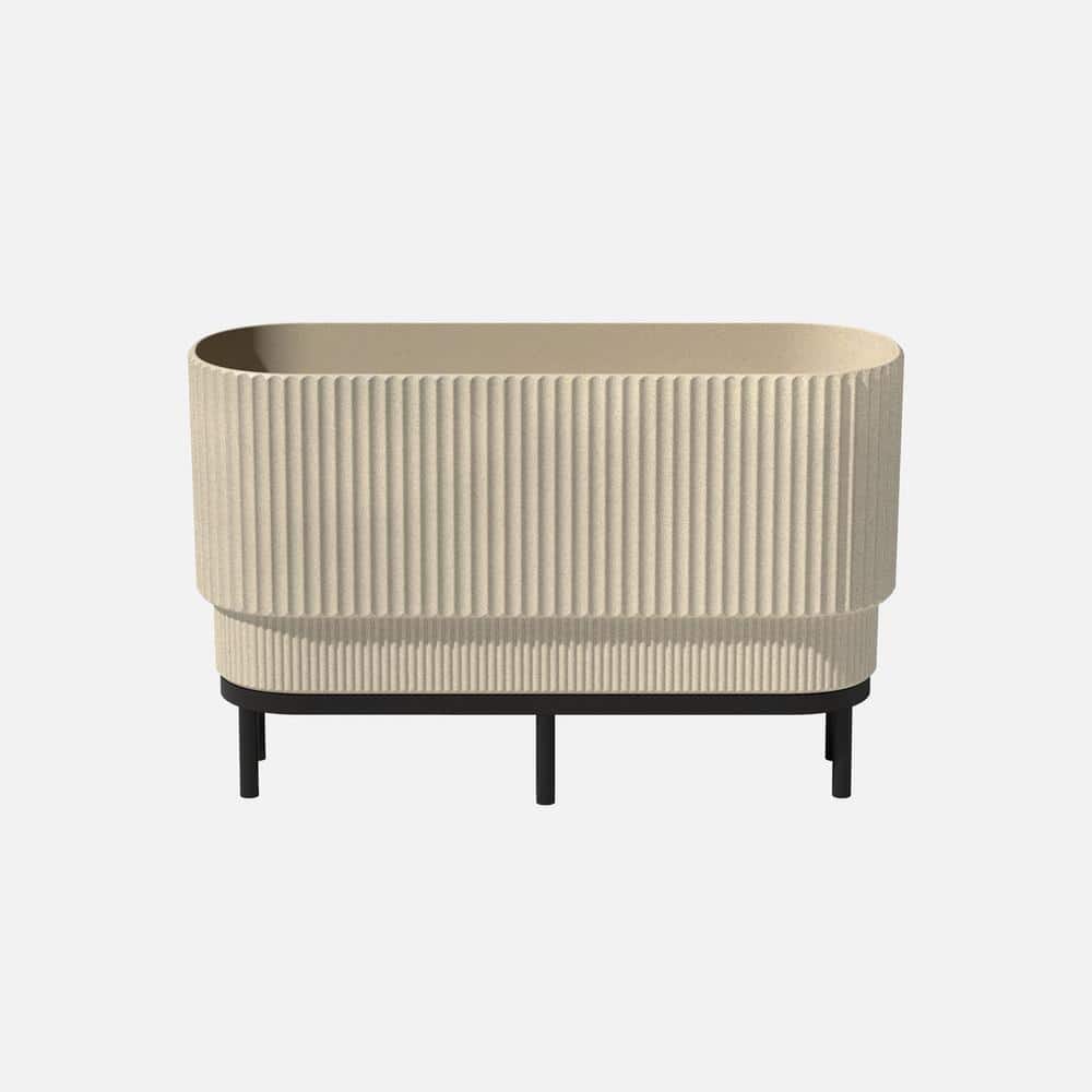 Sandstone and Black 30" Raised Planter with Acacia Wood Stand