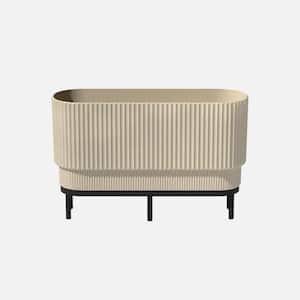 Demi 30 in. L x 10 in. W x 18.25 in. H in. Rectangular Raised with Stand Plastic Planter, Sand/Black
