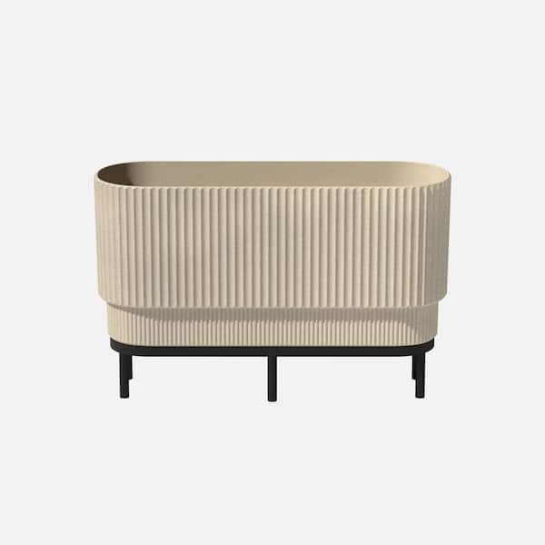 Veradek Demi Extra Large Sand Plastic Raised Rectangular Planter with Black Stand (10 in. L x 30 in. W x 18.25 in. H)