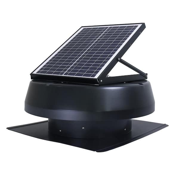 2000 Depot Round Fan Solar - sq. 1750 Exhaust The Black ILG8SF301 iLIVING Home CFM, up ft. 14 Cools Attic to in. Smart