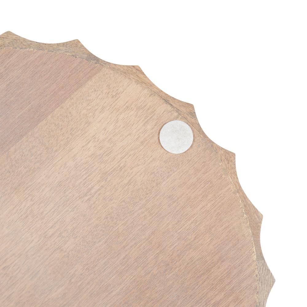 Natural Mango Wood Round Tray with Wavy Design, 15 Inch