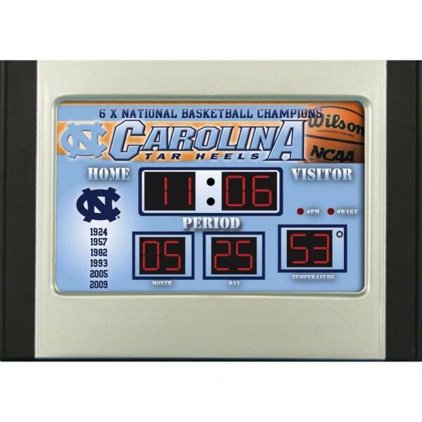 Team Sports America University of North Carolina 6.5 in. x 9 in. Scoreboard Alarm Clock with Temperature
